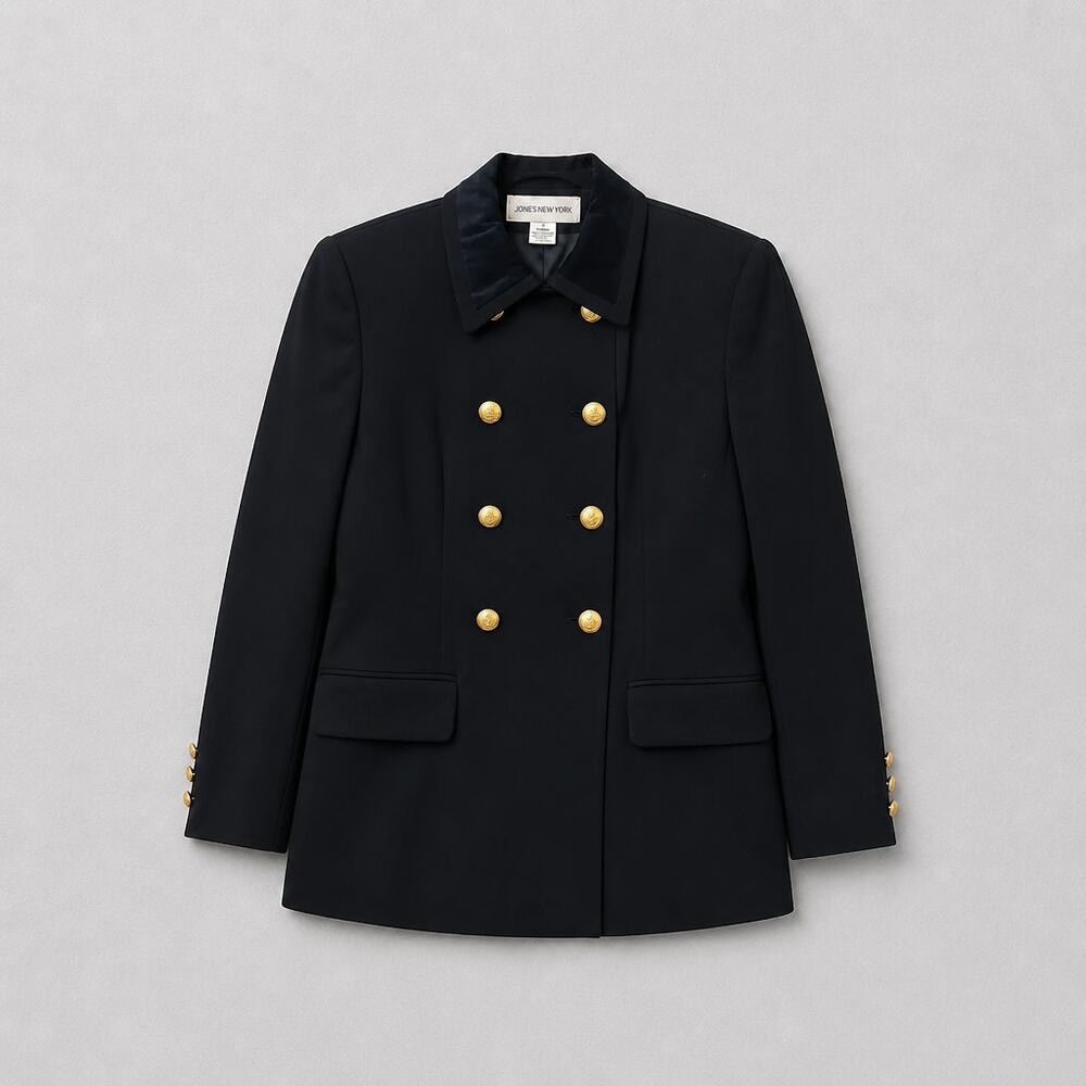 Vintage Jones New York Montpellier navy wool double-breasted blazer  New tags, 4